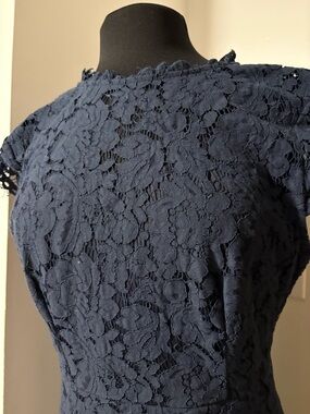 Beautiful Navy Blue Lace Fit & Flare Dress